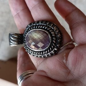 Vintage Artisan Silver Amethyst Gemstone Pendant